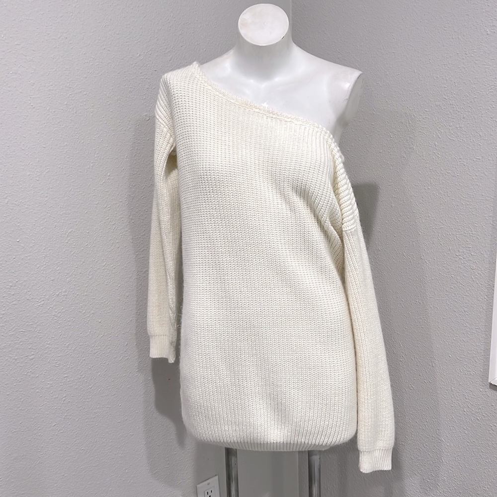 Cream Knitted Sweater Dress